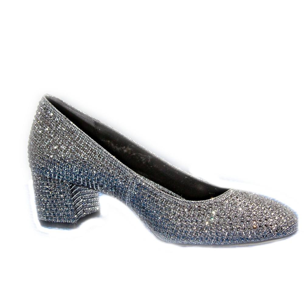 Michael Kors Arabella Glitter Block Heel Pumps 7